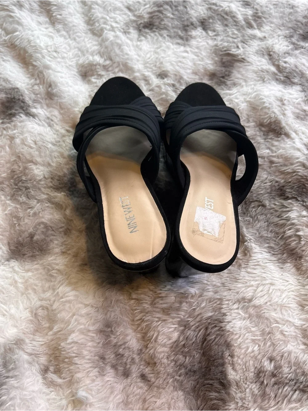 Nine West Black Crisscross Platform Mule Sandals